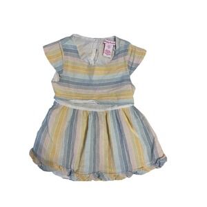 Tommy Bahama Girls 5T Dress Pastel Rainbow Striped Cutout Back Cotton EUC